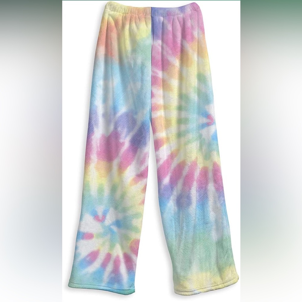*5/$15* Preloved, Top Trenz, Girls, cozy pajama pants, rainbow tie-dye pattern